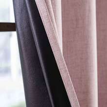 NOSBEI 2pcs Pink Linen Texture Blackout Curtains, Grommet Top Design, Light Blocking & Thermal Insulating, Suitable For Bedroom, Living Room, Office - Pink - View 6