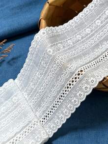 1碼鏤空DIY手工服飾配件白色杏色蕾絲裝飾刺繡裙襬布條縫製家用紡織面料 - 8cm - 查看 8