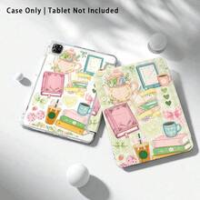 書籍、咖啡、蝴蝶結、愛心與花卉UV印刷平面圖案，全覆蓋防震防摔，Y型摺疊平板保護殼，附筆槽壓克力背板，相容於華為保護殼/Matepad 11.5 2025/Matepad SE 11吋平板保護殼，榮耀平板保護殼/Honor9/10/X8A，適用於紅米Pad SE 11吋(2023)/Pad 2及其他品牌熱銷平板保護殼 - 彩色 - 查看 3