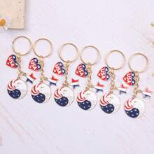 2pcs/6pcs Fashion Independence Day Keychain Set, Including Eagle, Red Blue White, Heart, Star Keychains. Suitable For Independence Day, July 4th, 250th Anniversary, Memorial Day, Retirement, Friendship Gifts, Birthday Gifts, Holiday Party Decorations, Etc. Give To Your Friends, Family, Colleagues, Lovers And Besties. - Multicolor - View 7
