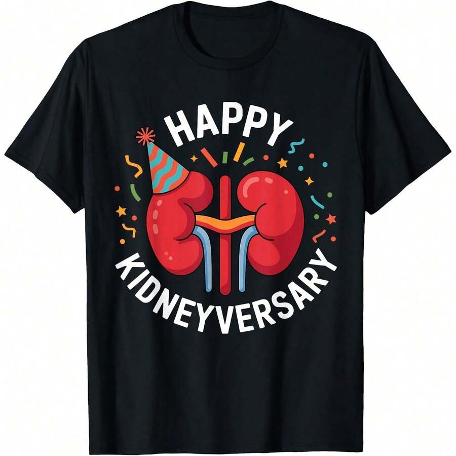 Happy Kidneyversary Funny Kidney Transplant Recipient T-Shirt - Black - View 1