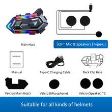 1 pieza Auricular Inalámbrico Premium para Casco de Motocicleta Y20-MAX con Intercomunicador de 300M, IP56 a Prueba de Polvo & Impermeable, Bluetooth 5.3, 25H de Duración de Batería, Activación de Asistente de Voz, Audio HD y Cancelación de Ruido Potente, Apariencia Genial Opción Perfecta para Conducir - Y20-MAX - Ver 12