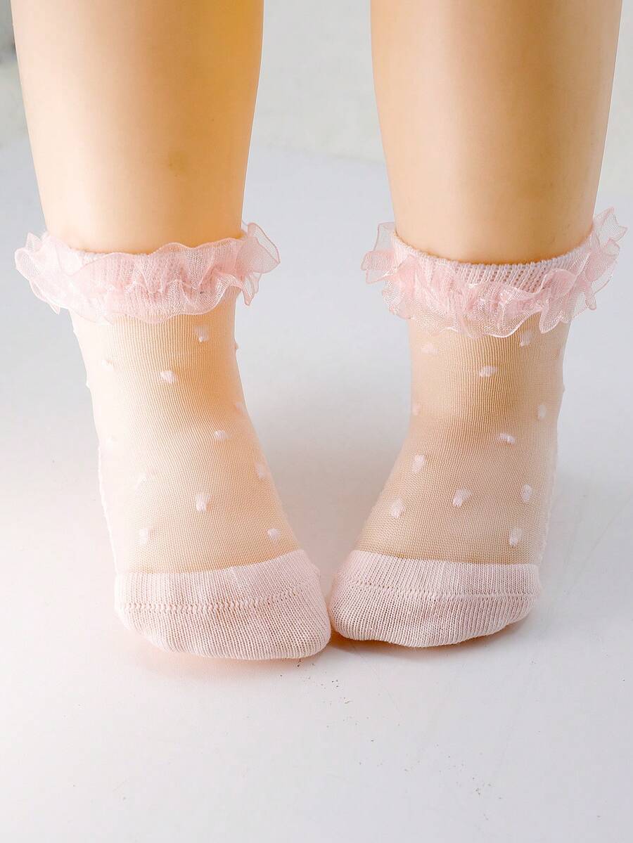 1 Pair Girls' Lightweight Breathable Princess Style Pretty Children's Socks Summer Baby Socks For Daily Use - Pink - View 1