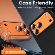 CASECOPS 1片橘色相機鏡頭保護貼膜適用於 iPhone 17 Pro Max/17 Pro，鏡頭友善，9H 硬度，耐刮，高解析度透明保護，無模糊，時尚裝飾，熱門女性手機配件 - 橘色 - 查看 7