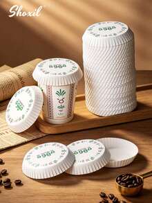 shoxil 50pcs 7cm Universal Paper Beverage Cup Lids, Arabic Style Printed, Suitable For Various Hot And Cold Cups, Compatible With Paper And Glass Cups, Ideal For Coffee Shops, Restaurants And Hotels - Multicolor - View 1