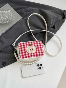 Este nuevo bolso cuadrado con forma de manzana presenta un asa de perla y un diseño único, lo que lo convierte en un regalo perfecto para adolescentes. - Multicolor - Ver 9