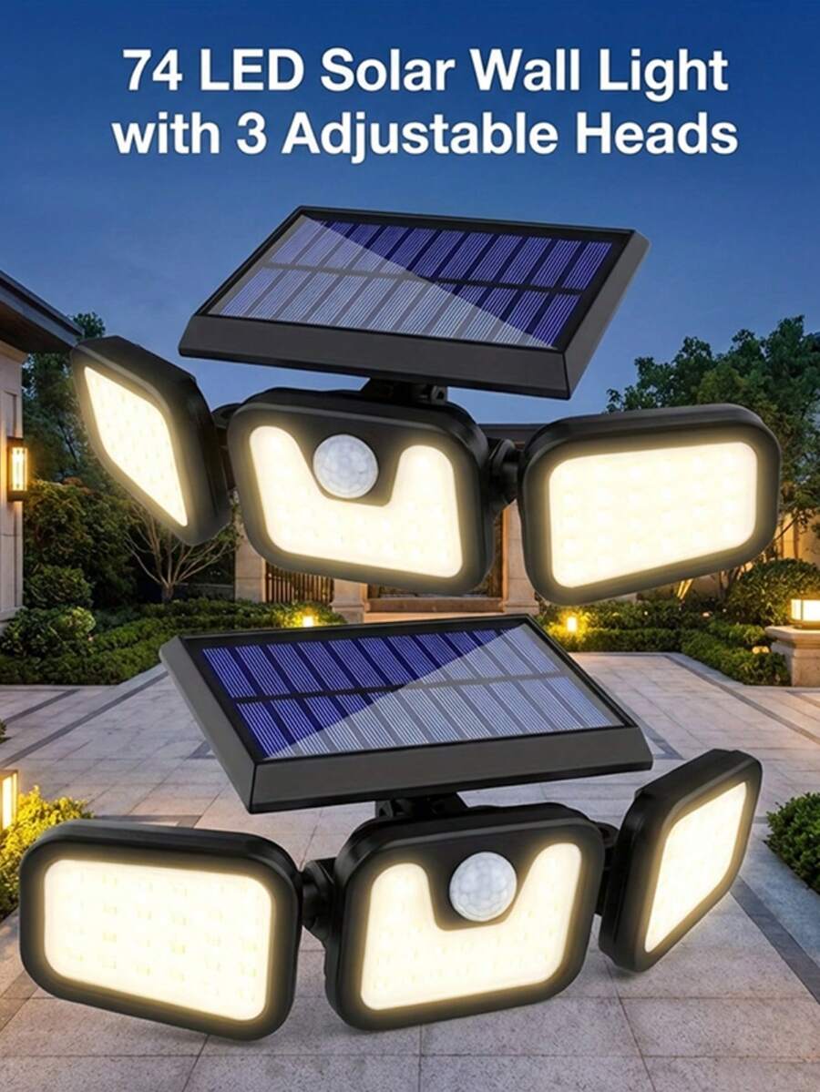 1/2/3/4Pack Smart Solar Powered Security Light, Outdoor Lights With Solar, Advanced Motion Detection 16-26 Feet Sensing Range, Polycrystalline High Efficiency Panel, 6500K Daylight White Beam, Durable Weatherproof Design For Garden Pathway - Điều khiển cảm biến - Xem 1