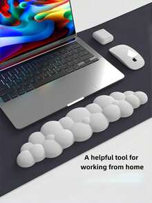 One-Piece Cloud Keyboard Wrist Rest, High-Density Polyurethane Memory Foam Material, Non-Slip Base, Ergonomic Design, Built-In Doll Holder, Suitable For Home Office, Computer, Laptop, Gaming Use - View 2