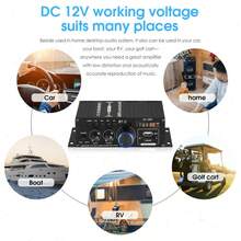 AK380 RV Stereo Amplifier 2-Channel 12V Car Audio Power Amplifier, Designed For RVs And Campers, Stable Output For Long Trips, Compact Metal Housing, Clear Sound Quality For RV Living Space, Travel And Outdoor Driving (Battery Not Included) - Black - View 4