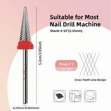NotNoot 3/32 Inch Cross Cut Tapered Safety Carbide Drill Bit, Suitable For Nail Trimming, Cuticle Removal, Gel Nail Removal, Suitable For Manicure And Pedicure - Red - View 5