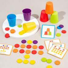 1 Set Color Matching Stacking Cup Toy, Children's Color Sorting Disc Board Game, Baby Concentration Early Education Educational Toy - Multicolor - View 2