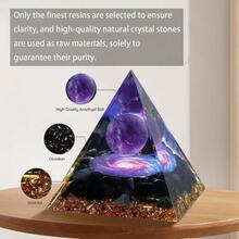 1pc Natural Stone Crystal Slice Evil Eye Sphere Orgone Energy Pyramid Devil Eye Resin Pyramid Home Decor Yoga Ornament - Multicolor - View 14