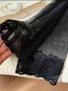 法式風格女款玫瑰蕾絲防曬袖套，輕量網眼透氣冰絲防護袖，戶外開車防紫外線女款袖套，蕾絲防曬袖套夏季款手套袖套開車疤痕遮蓋裝飾袖套 - 多款式 - 查看 3