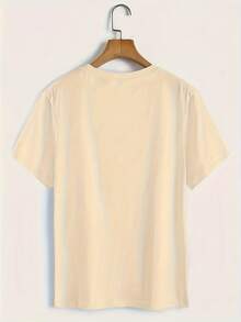 S274 Camiseta Casual de Manga Corta con Estampado Personalizado - Estilo Urbano Vintage Unisex, de Algodón, Cuello Redondo y Corte Holgado - Albaricoque - Ver 3