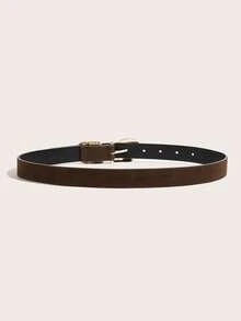 1pc Bohemian Western Style Women's Belt, Blue Belts, BOHO Belts, Rodeo, Cowgirls, Western Belts, Belt For Women, Y2K Belts, Vintage Casual Minimalist Color Asymmetrical Buckle Brown Belt, Match With Pants, Shirts, Sweaters, Coats, Party, Daily Commute, Holiday Gift, Birthday Gift, Music Festival - Brown - View 5