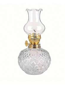 1pc Vintage Windproof Adjustable Glass Kerosene Lamp, Outdoor Desk Decor, Suitable For Camping, Picnic And Holiday - Ideal Holiday Gift, Outdoor Lighting, Vintage Lamp Design, Durable Glass, Crystal Kerosene Lamp, Antique Oil Lamp For Indoor Use (Liquid Not Included), Home Decor, Garden Decor, Christmas Gift, Halloween Gift, Back To School Supplies, Living Room Bedroom Ornament, Holiday Gift, No Electricity Or Fuel Required. - Kerosene Lamp - View 18