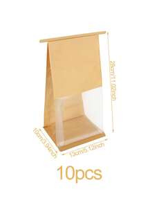 50pcs Window Baking Bags, 5.1x3.9x11 Inch Tin Tie Sealable Reusable Bags, Suitable For Packaging Bagels, Bread, Pastries, Coffee Beans, Fries, Baked Goods, For Bakery And Home Use - Kraft Paper Color - View 11