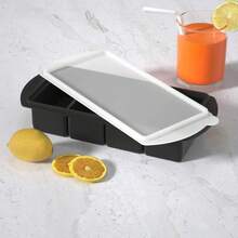 Silicone Freezer Tray With Lids FoodMold Large Storage For Sauce Leftovers Reusable Kitchen Gadget - Black-4 Grid - View 2