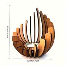 1/2/Pcs Creative Lotus-Shaped Natural Wood Tea Light Holder: Natural Wooden Candle Holder With Flame-Inspired Design And Handcrafted Finish, Perfect For Halloween, Christmas, Home Decor Or Adding Atmosphere To Wedding Proposals (Requires Manual Assembly) - Brown - View 4