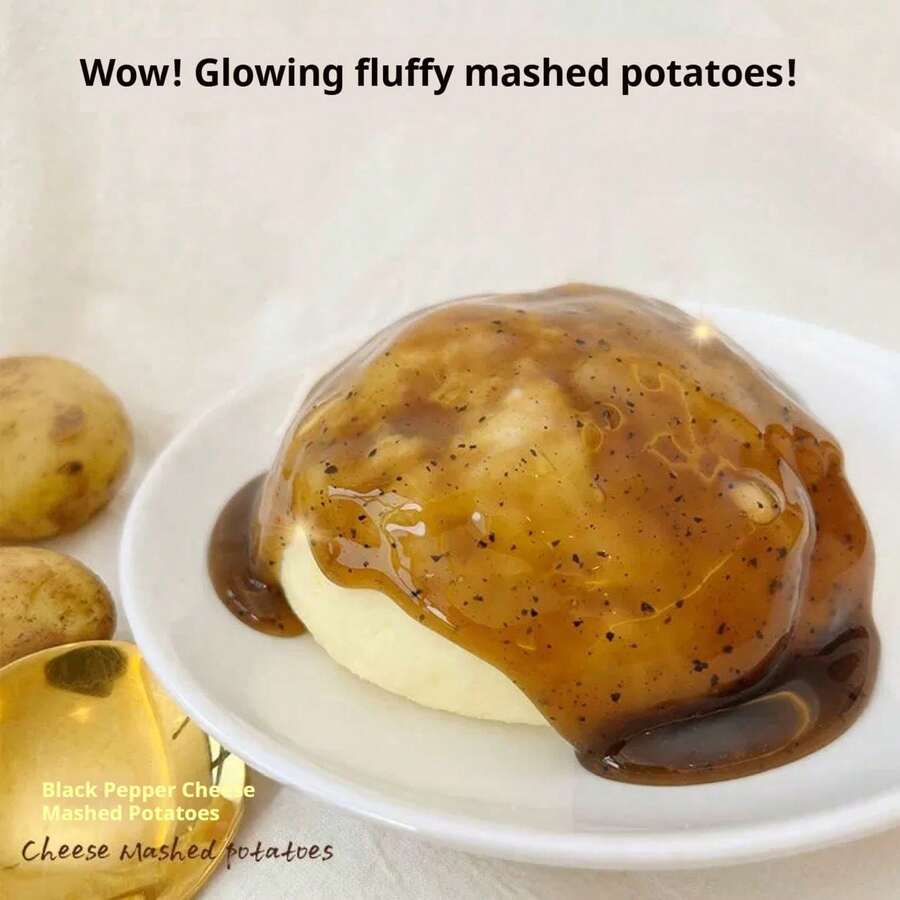1PC Realistic Cheese Mashed Potato Squeeze Toy With Dual Texture, Soft And Squishy, Ideal Prank Prop, Desk Decor And Kids Party Gift - Multicolor - View 1