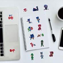 Set Stiker Kartun Piyama Pahlawan Kecil 60pcs, Stiker Laptop, Stiker Ponsel, Stiker Koper, Stiker Scrapbook, Dekorasi, Stiker Pembungkus Kado - Hitam - View 5