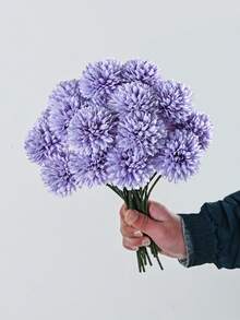 5pcs Artificial Chrysanthemum Flower Balls, Embroidered Balls, Wedding Decor, Home Vase Decor, Restaurant, Living Room, Bedroom, Bridal Bouquet, Wrist Corsage, Boutonniere, Birthday Party Decor, Valentine's Day Gift, All Season Decoration - Light Purple - View 6