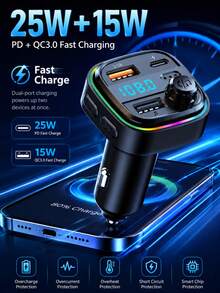 Reproductor MP3 para coche con adaptador de carga rápida dual USB, transmisor FM, compatible con Bluetooth 5.0, puerto USB, juego de cargador para coche, adecuado para desplazamientos diarios y viajes de larga distancia - Reproductor de MP3 para coche con cargador - Ver 5