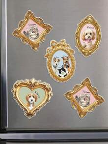 Magnet Kulkas Potret Hewan Peliharaan Datar 2D yang Dipersonalisasi, Magnet Bingkai Emas Mini Museum, Magnet Foto Anjing Kucing Kustom, Magnet Gambar Kucing, Hadiah untuk Pecinta Hewan Peliharaan - MultiWarna - View 2