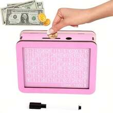1 pieza Hucha pequeña con símbolo de Dólar/Euro, Caja de dinero de madera DIY rosa & azul, Reutilizable y escribible, Adecuada para monedas y billetes, Plan de ahorro, Regalo para niños y niñas, Temporada de vuelta al colegio Decoración de Halloween, Suministros de aprendizaje - Multicolor - Ver 8