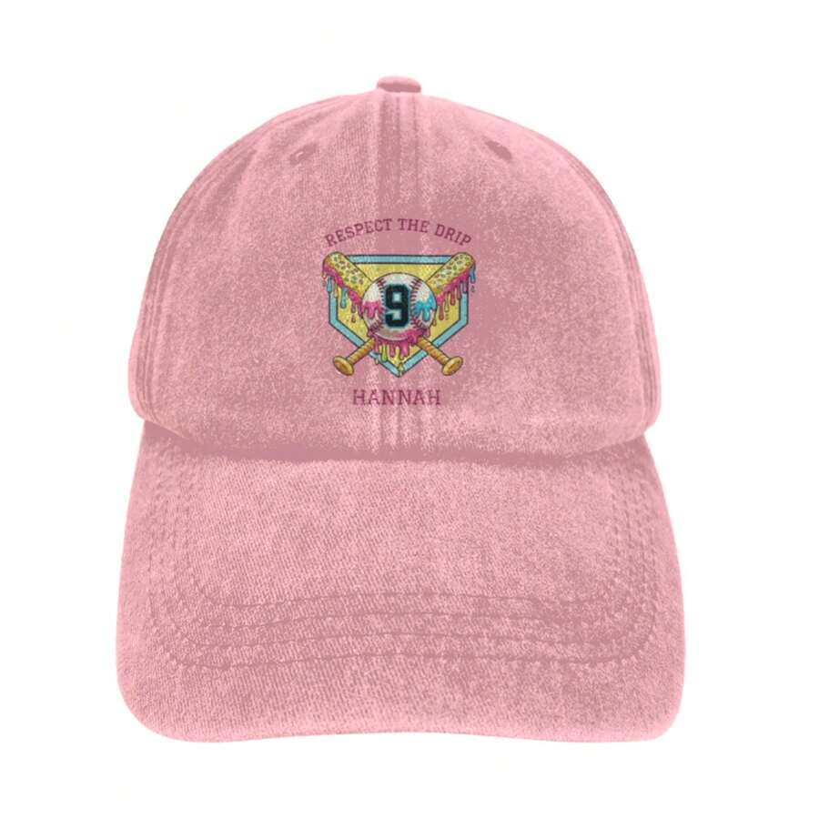 Personalized Custom Baseball Ice Cream Drip Washed Baseball Cap With Name Number, Vintage Distressed Cotton Dad Hat For Youth Teams, Summer Outdoor Sports Sunshade Hat - Multicolor - View 1