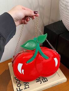 New Spring/Summer Creative Cherry Shape Shoulder Crossbody Bag, Cute Personalized Chain Handbag For Women - Red - View 2