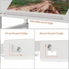 Adjustable Drawing Table, White Drawing Table With Tilting Tabletop And 4 Leveling Feet For Office, Study, Drawing Room, Classroom - White - View 5