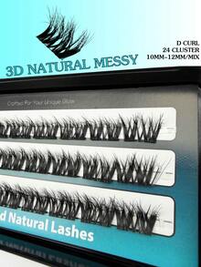24簇裝 3排試用組假睫毛 10mm-12mm 3D自然DIY分段式接睫毛 輕盈可重複使用 適合日常工作、旅行、聖誕派對與夜晚出遊 蓬鬆單簇睫毛 方便攜帶快速化妝 - 查看 4