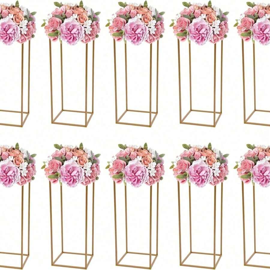 10Pcs 23.6'' Tall Gold Metal Flower Stand For Wedding Table Centerpieces Decor - 10*Flower Stands - View 1