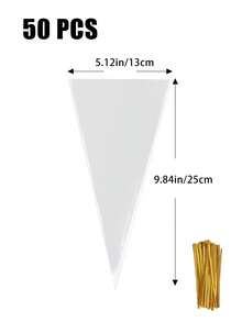 50pcs/100pcs/Pack OPP Bags, Transparent Triangle Candy Food Bags For DIY Wedding Birthday Party, Suitable For Chocolate, Cookies, Bulk DIY Candy Bags, Wedding Favors, Birthday Party Decoration, Perfect For Baking, Pastry And Snack Packaging, Gift Bags - OPP Bag - View 7