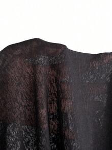 New Women's Slim Fit Sheer Layered Knit Top - V-Neck Long Sleeve Design - Suitable For Evening Wear And Casual Daily Wear - Black - View 10