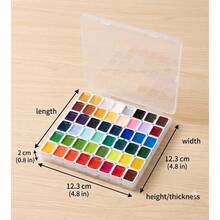 Professional 36/48/64 Colors Portable Solid Watercolor Paint Set With Transparent Palette Box For Painting, Calligraphy, DIY Crafts & Model Coloring - Perfect For Artists & Art Students - B - View 10