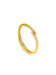 1pc Women's Fashion Personalized European & American Style Open Design Bangle Bracelet - Yellow Gold - View 4