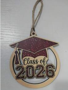 1 pieza/Colgante decorativo de madera para la temporada de graduación, diseño creativo de sombrero de doctor hueco, adorno colgante de madera para la ceremonia de graduación - Multicolor - Ver 7