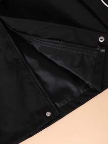 Tween Boys' Spring/Autumn Black Versatile Dirt-Resistant Hooded Jacket With White Line Decoration, Design, New Autumn Style For Big Kids, Casual Versatile Hooded Jacket - Black - View 6