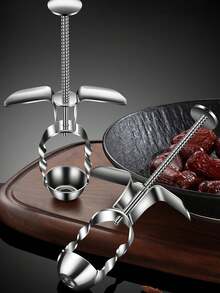 1pc Stainless Steel Fruit Pitter, Handheld Olive Pitter, Easy Push Pitting Tool, Suitable For Restaurant And Home Use Kitchen Gadget - Multicolor - View 1
