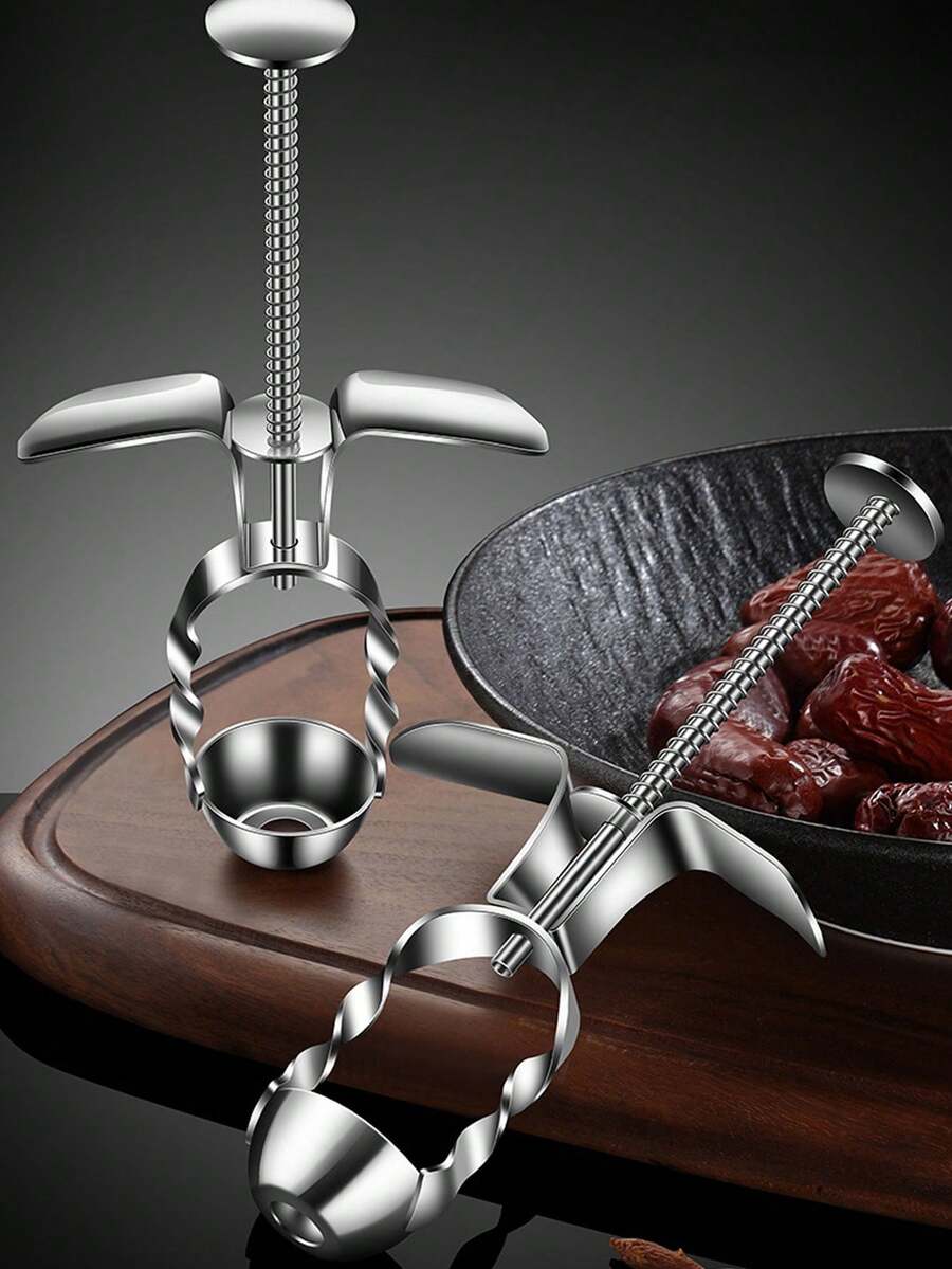 1pc Stainless Steel Fruit Pitter, Handheld Olive Pitter, Easy Push Pitting Tool, Suitable For Restaurant And Home Use Kitchen Gadget - Multicolor - View 1