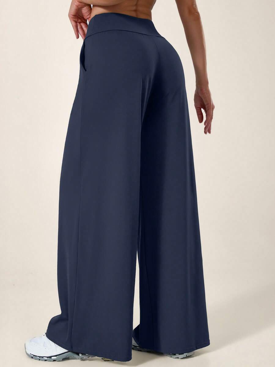 TimeOff Women's 1pc Loose Fit Wide Leg Sweatpants With Pockets And Waist Cincher Sports - Royal Blue - View 1