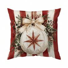 4pcs/1pc Red And White Striped Merry Christmas Theme Pattern Pillowcase Without Insert, Single-Sided Printed Pillowcase, Suitable For Living Room Bedroom Home Decor, All Seasons Pillowcase - Multicolor - View 13