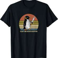 Penguin Flight Was Never An Option Funny Dark Humor T-Shirt - Black - View 1