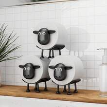 1pc Sheep Shaped Toilet Paper Holder Freestanding Bathroom Set 3D Printed Black Sheep Tissue Roll Rack Creative Storage Cute Decor Funny Animal Design Bathroom Accessories Whimsical Home Organization Solution Perfect Gift Idea - Black - View 4
