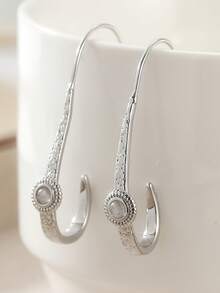 Bohemian Style Earrings, Silver Tone Women's Earrings, Handmade Earrings, Gift For Her, Textured Silver Earrings, Everyday Vacation Gift, Gift From A Good Friend - Silver - View 8