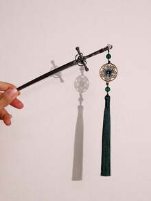 1pc Punk Vintage Chinese Style Sword Shaped Hair Stick Metal Bun Holder Hair Accessory - Multicolor - View 8