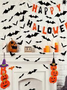 120piezas/60piezas/12piezas Murciélagos Negros 3D Decoraciones de Halloween – Pósteres de Pared Aterradores para Bar – Decoración de Halloween, Artículos Espeluznantes – Decoración del Hogar de Halloween, Recuerdos de Fiesta de Halloween, Pósteres de Pared Inquietantes – Adecuado para Decoración de Fiestas en Interiores y Exteriores, Decoraciones Aterradoras para el Hogar y Ventanas, Fácil de Despegar y Pegar (Sin Residuos), Pegatinas para Botes de Basura de Halloween, Decoración Espeluznante, Imprescindible para Entusiastas del Terror, Acentos de Halloween - A - Ver 6