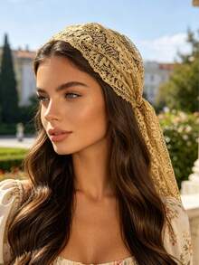 1pc New Long Lace Hair Band, Bridal Headband, Bohemian Style Versatile Hair Scarf, Fashion Hair Tie Summer Hair Accessories Beach Bandanas - Multicolor - View 1